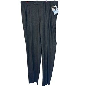 Palm Beach Mens Pants 100% Wool Reflex Windowpane Pleated Lined Trousers 38R NWT